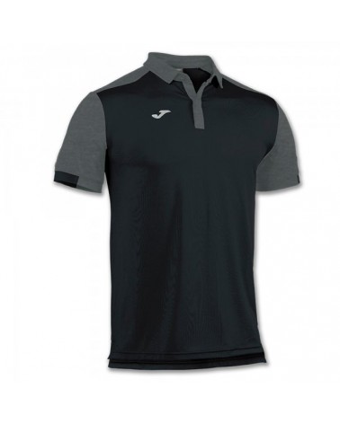Polo Shirt Confort Black-dark Melange S/s -cotton-